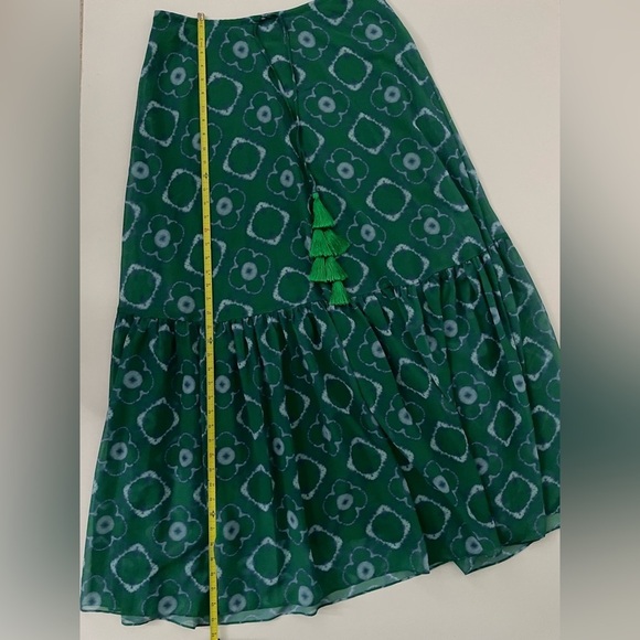 $410 ALEXIS Meadow maxi skirt tie-dye shibori chiffon emerald green M - Picture 7 of 13